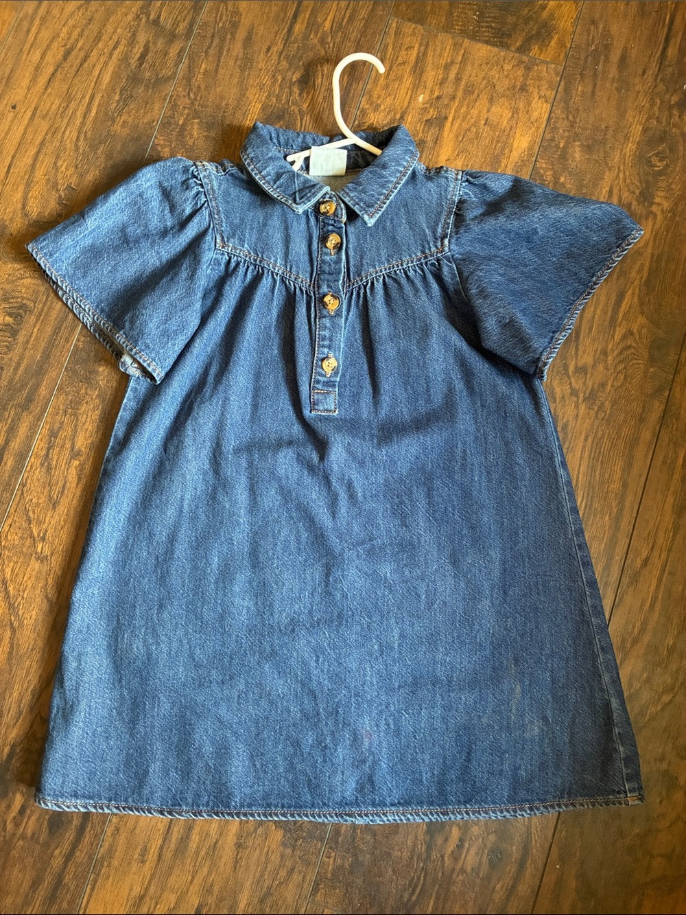 Girls' Blue Denim Shirt Dress with Button Placket